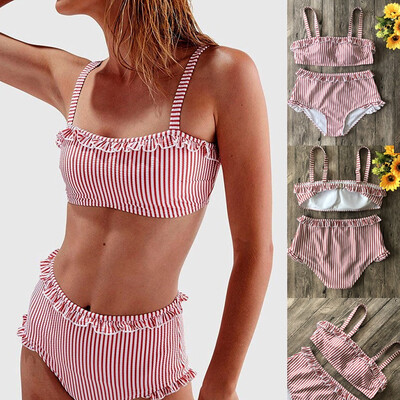 

Saidsome WomenStriped Push-Up Padded Bra Beach Halter Bikini Set Swimsuit Swimwear