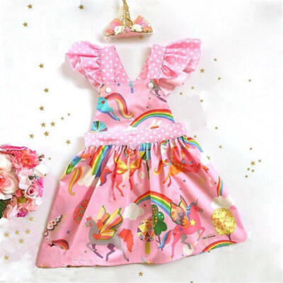 

Toddler Kid Baby Girls Cartoon Unicorn Backless Party Pageant Tutu Dress Clothes