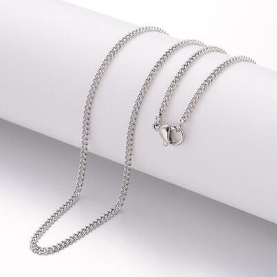 

304 Stainless Steel Necklace Making Curb Chains with Lobster Clasps Stainless Steel Color 1772"450mm 22mm