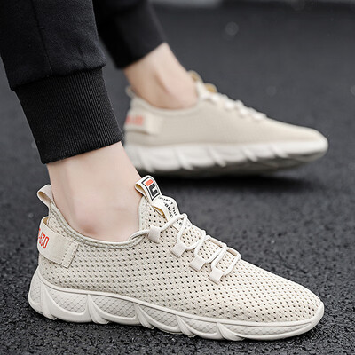 

Summer white mens shoes canvas hollow Joker sports running autumn shoes tide shoes white cloth shoes