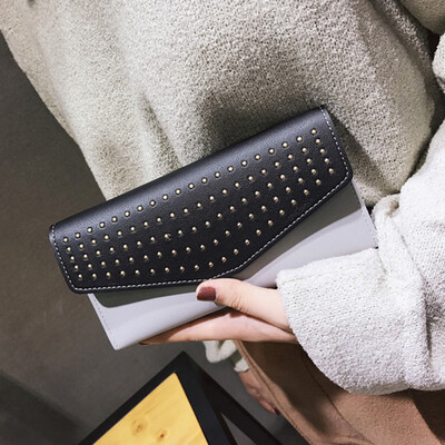 

Tailored Womens Long Clutch Bag Female Purse Zipper Purse Bag Contrast Color Stitching