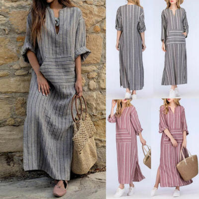 

Plus Size -5XL Boho Womens Maxi Dress Long Sleeve Summer Long Beach Sundress