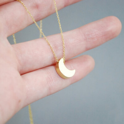 

Cute Small Moon Pendant Necklace Women Gold Silver Drop Chain Necklace Bohemian Collar Jewelry Christmas Gift femme Holiday