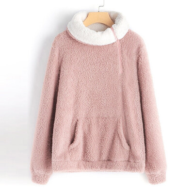 

Starmoon Womens Long Sleeve Fleece Sweatshirt Warm Zip Solid Fuzzy Hoodie Pullover
