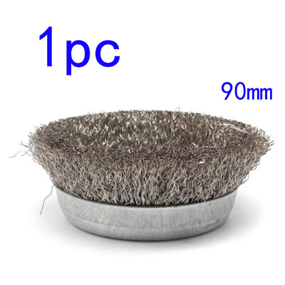 

90mm Stainless Steel Crimped Wire Cup Wheel Rust Removal Cleaning Brush Tool 1x