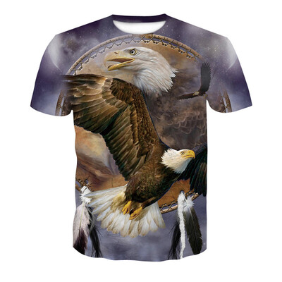 

3D Eagle Print Men\s Casual Short Sleeve Graphic T-shirt