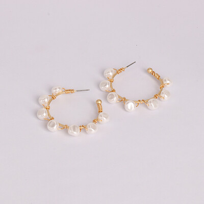 

2019 new pearl Pendant Earrings Gold Statement dangle drop Earrings For Women Weddings Party Irregular Geometric Jewelry Gift