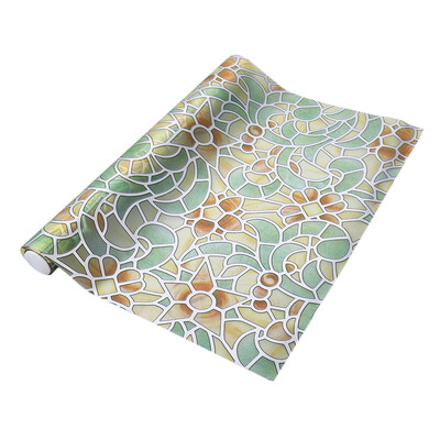 

Removable Window Bathroom Showcase Film Cover Wallpaper Decor - Retro Flower Pattern