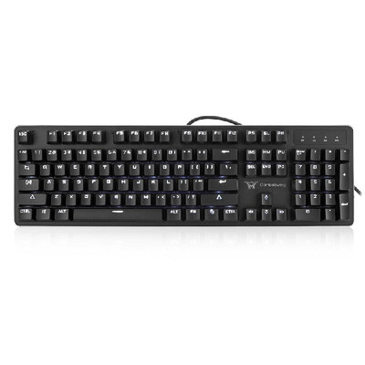 

Combatwing 104 Keys Wired USB Waterproof Mechanical Gaming Keyboard Anti-Ghosting Blue Switches with White LED Backlit Black