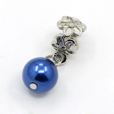 

Platinum Plated Alloy Round Acrylic European Dangle Beads RoyalBlue 28mm Hole 5mm
