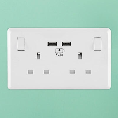 

Greensen Multi-functional UK Plug Wall Power Outlet Socket with Dual USB Port 5V 2A