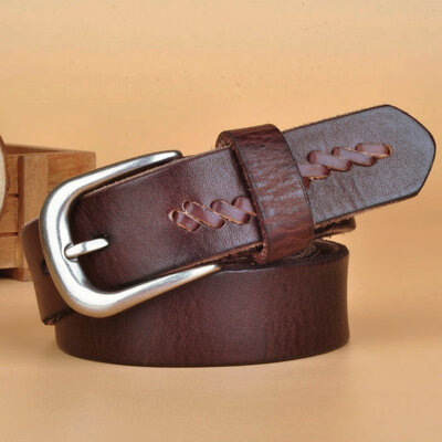 

Ladies leather belt jeans belt female pure leather pin buckle simple European&American vintage woven washing