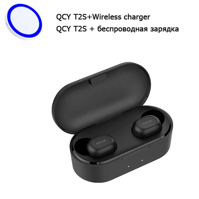 

QCY T2S support wireless charge TWS BT50 Wireless Earphones with Dual Mircophone 3D Stereo Bluetooth Headphones For All Phone