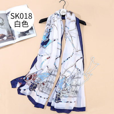 

Spring&summer new chain anchor printing silk scarf ladies beach towel shawl wholesale SK018