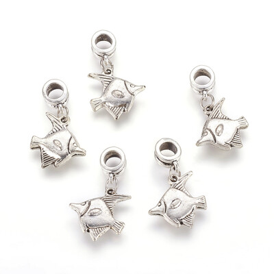 

Alloy European Dangle Beads Fish Antique Silver 29mm Hole 5mm