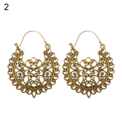 

Hollow Flower Basket Hoop Earrings Bohemian Women Party Club Cocktail Jewelry