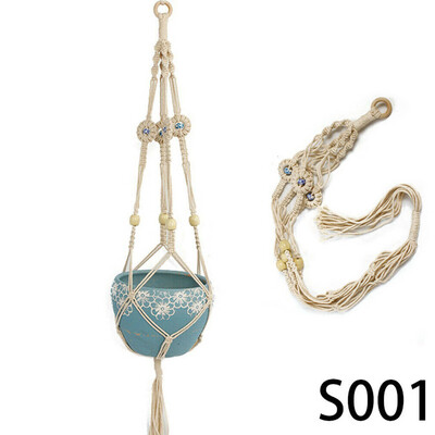 

Cotton Rope Net Flower Plant Hanger Net Handmade Macrame Rope Plant Hanger Garden Flower Pot Holder Hanging Basket Decor