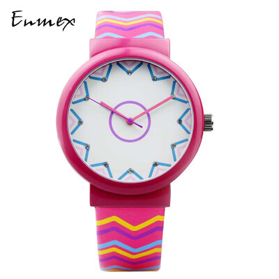 

Enmex Creative Design of Color geometric patterns colorful Girls watches&watches during the Translation of Holiday gifts