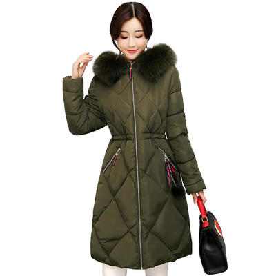 

Winter Women Down Jacket Slim Fit Warm Coat Thicken Hooded Long Parkas