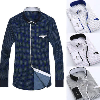 

New Fashion Mens Luxury Stylish Casual Dress Slim Fit T-Shirt Casual Long Sleeve