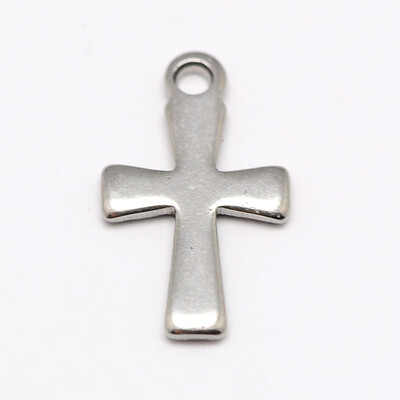 

Stainless Steel Cross Charms Stainless Steel Color 12x7x1mm Hole 1mm