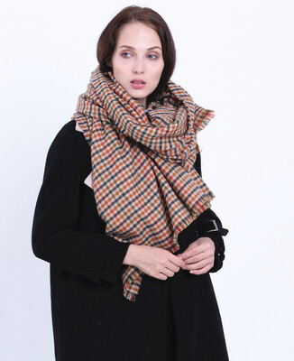 

New 18 years autumn&winter European&American warm scarf female camel houndstooth plaid soft scarf shawl dual purpose