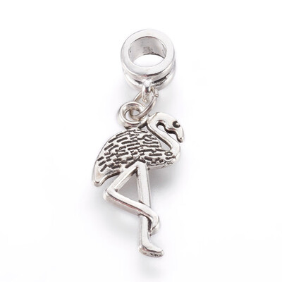 

Alloy European Dangle Beads Large Hole Pendants with Iron Ring Flamingo Antique Silver 35mm Hole 5mm 23x12x2mm