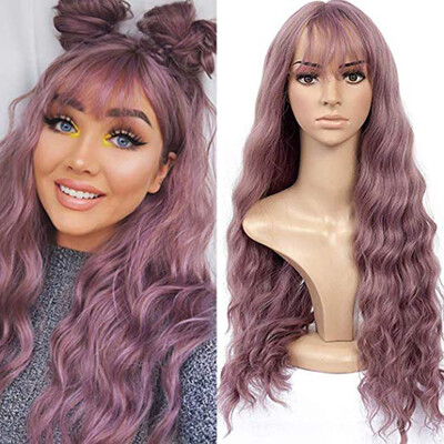 

〖Follure〗Womens Fashion Wig Purple Synthetic Hair Long Wigs Wave straig Wig