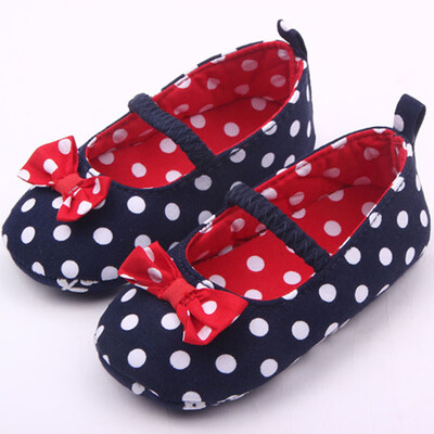 

Baby Girl Soft Sole Shoes Dots Bowknot Toddler Anti-slip Shoes Newborn to