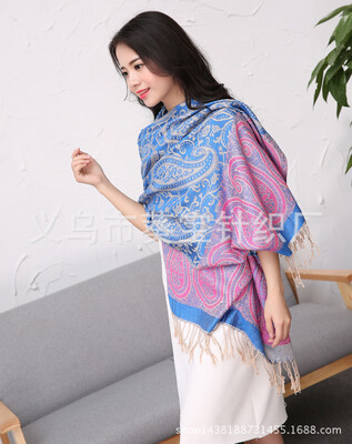 

New cashew scarf female autumn&winter national wind shawl dual-use jacquard Lijiang shawl scarf autumn&winter women wholesale