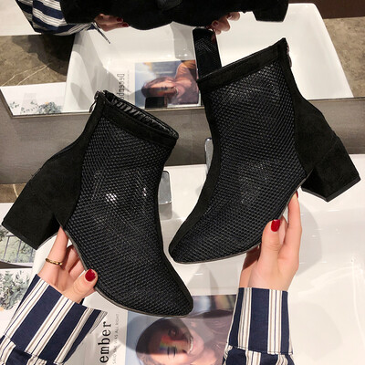 

Screen high-top sandals womens summer&Korean edition fashionable thick-heeled Roman boots boots boots sexy hollow boots