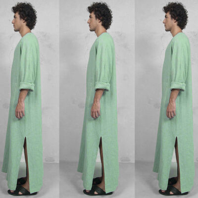 

Mens Saudi Thobe Robe Islamic Muslim Jubba Arabic Kaftan Abaya Dress Costumes