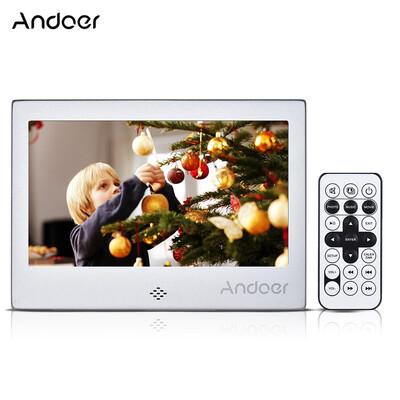 

Andoer 7" LED Digital Photo Frame 720P VideoMusicCalendarClockTXT Player 1024 600 Resolution Metal Frame with Remote Control