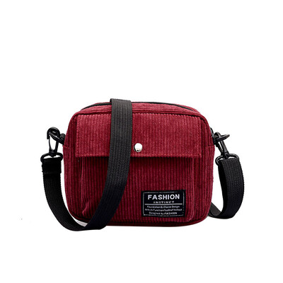 

Corduroy Messenger Bags Designer Women Letter Mobile Phone Bags Vintage Shoulder Bag Feminina Handbag Zipper Cloth Purse T10