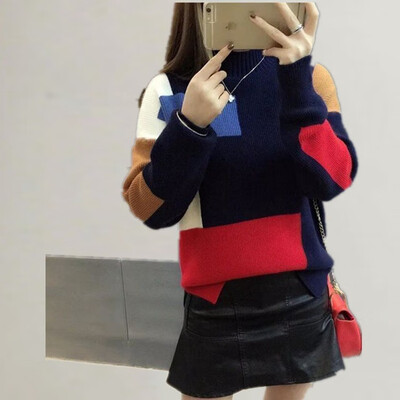 

Womens autumn&winter 2018 show a thin base sweater semi-turtleneck sweater loose&short style matching knitted sweater