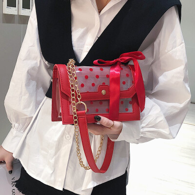 

Ins super fire fairy transparent small square bag female 2019 new fashion chain girl jelly shoulder diagonal package