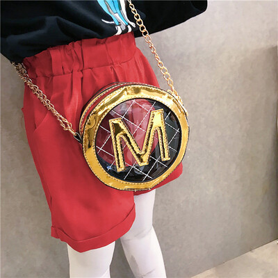 

2019 Summer Mini Cute Girl Shoulder Bag Simple Contrast Color Jelly Clear Chain Messenger Bag Transparent Small Round Bag Bolso