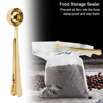 

Greensen 2 in 1 Multifunctional Coffee Spoon Stainless Steel Scoop with Sealing Clamp Clip