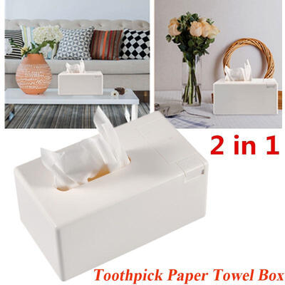

Tissue Holder with Toothpick Dispenser White paper holder