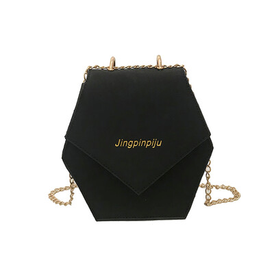 

Hexagonal Women Vintage Crossbody Bag Chic Chain Shoulder Bag Magnetic Buckle PU Leather Female Small Messenger Bags T30