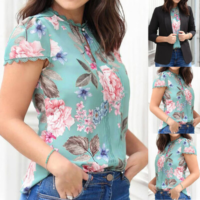 

Starmoon Womens Summer Short Sleeve O Neck Printed Slim Fit Tee Shirt Top Blouse
