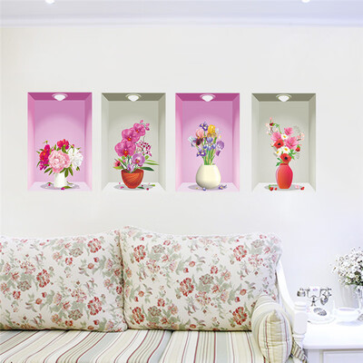 

2019 Simulation 3D Three-dimensional Vase PVC Wall Stickers Beautiful Home Decor