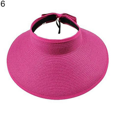 

Womens Summer Wide Brim Roll Up Foldable Sun Beach Straw Braid Visor Sun Hat