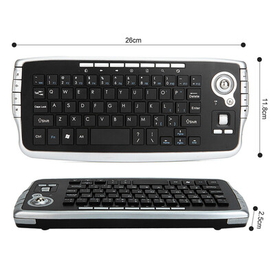 

E30 24GHz Wireless Keyboard with Trackball Mouse Scroll Wheel Remote Control for Android TV BOX Smart TV PC Notebook Silver