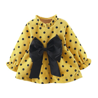 

Plus Polka Dot Baby Girl Dress Christmas Gift Polka Dot Big Bow Cute Princess Dress 6-24M Warm Christmas Dress