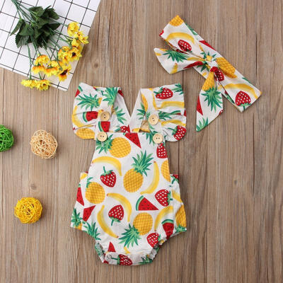 

Infant Newborn Outfit Baby Girls Fruits Rompers Playsuit Clothes Jumpsuit