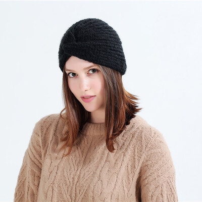 

Tailored Fashion Women Overlapping Woolen Hat Knitted Hat Solid Head Scarf Wrap Hat Cap