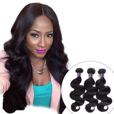 

Malaysian Body Wave 3 Bundles Human Hair Weave Bundles Extensions Natural Black Non Remy Double Drawn Hair Weft