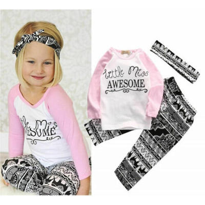 

Newborn Infant Baby Girl Kid Long Sleeve Tops Pant Sleepwear Cotton Outfits Set