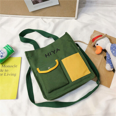 

Ins 100 canvas bag female oblique satchel on Shinhara college student handbag single shoulder Sen canvas bag
